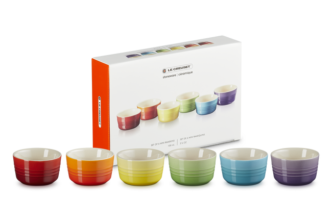 Stoneware Rainbow Set of 6 Mini Ramekins