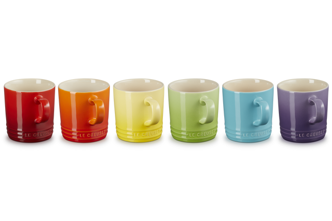 Stoneware Rainbow Set of 6 Espresso Mugs