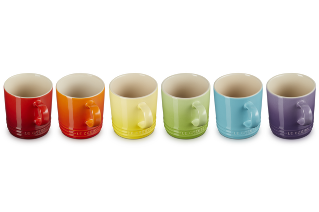 Stoneware Rainbow Set of 6 Espresso Mugs