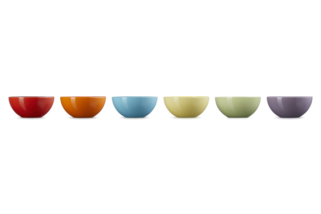 Stoneware Rainbow Set of 6 Snack Bowls