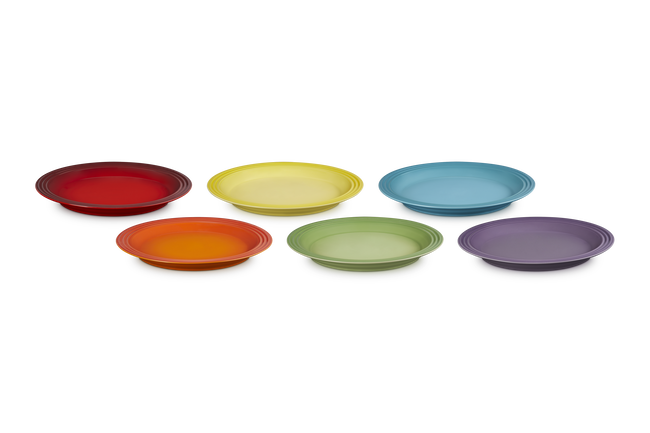 Stoneware Rainbow Set of 6 Dinner Plates
