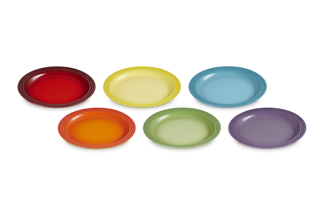 Stoneware Rainbow Set of 6 Dinner Plates