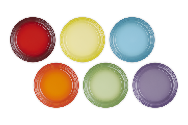 Stoneware Rainbow Set of 6 Dinner Plates