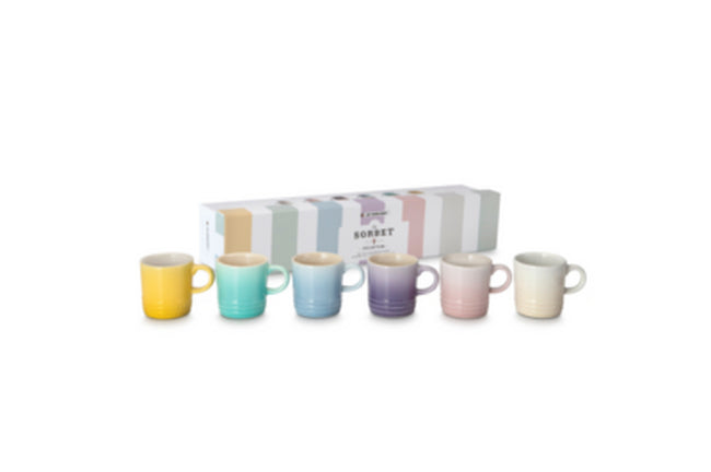Stoneware Sorbet Set of 6 Espresso Mugs